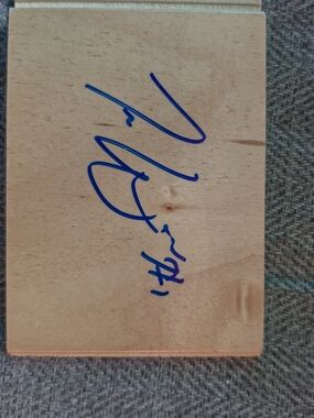 Wooden Notepad with Blue Ink Autograph - Unbranded